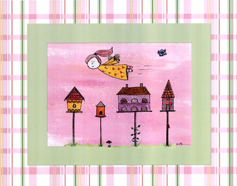 Framed Flyby Fairy - Bird house Print