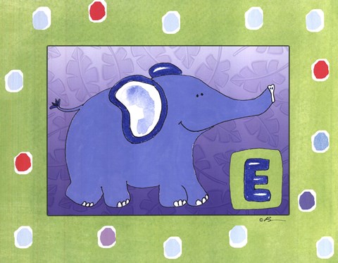 Framed E is for Elephant Print