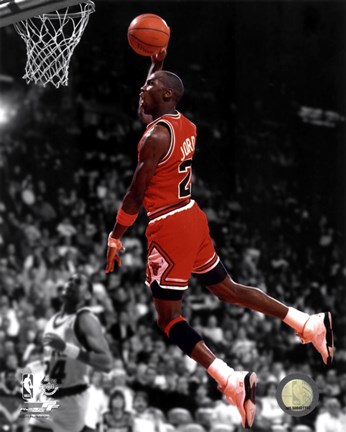 Framed Michael Jordan 1990 Spotlight Action Print