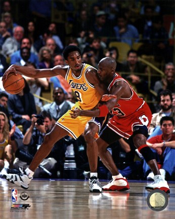 Framed Michael Jordan &amp; Kobe Bryant 1998 Action Print
