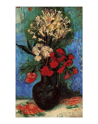 Framed Vase with Carnations and Other Flowers, 1886 Print