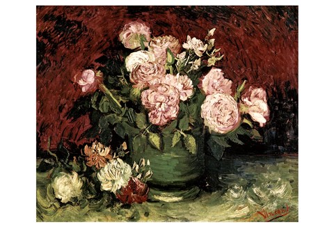 Framed Roses and Peonies, 1886 Print
