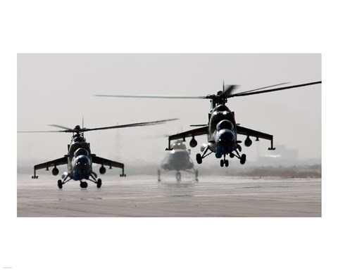 Framed MI-35 attack helicopters from the Afghan National Army Air Corps Print