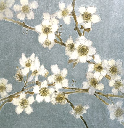 Framed Silver Blossoms I Print