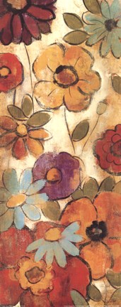Framed Floral Sketches on Linen I Print