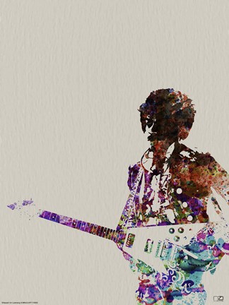 Framed Hendrix with Guitar Watercolor Print