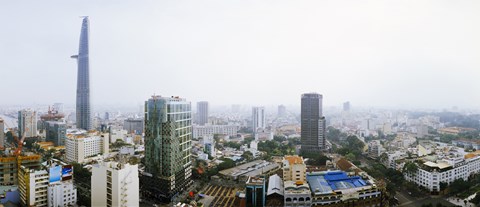 Framed Aerial view of a cityscape, Ho Chi Minh City, Vietnam Print