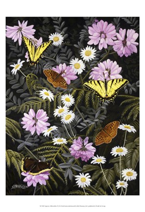 Framed Tapestry of Butterflies Print