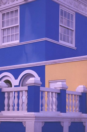 Framed Blue Building and Detail, Willemstad, Curacao, Caribbean Print