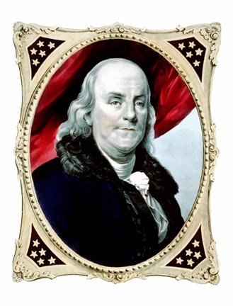 Framed Benjamin Franklin (color) Print