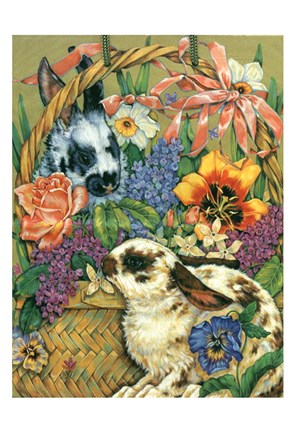 Framed Bunny Basket Print
