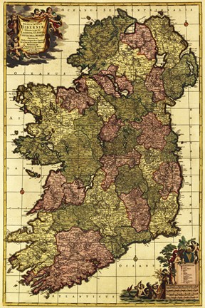 Framed Old Map of Ireland Print
