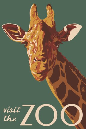 Framed Visite The Zoo Giraffe Print