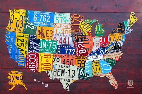 Framed License Plate Map USA IV Print