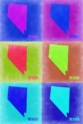 Framed Nevada Pop Art Map 2 Print