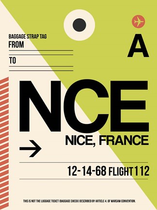Framed NCE Nice Luggage Tag 2 Print