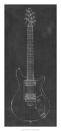 Framed Electric Guitar Blueprint II Print