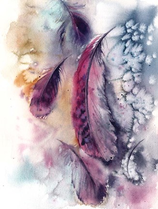 Framed Purple Feathers V Print