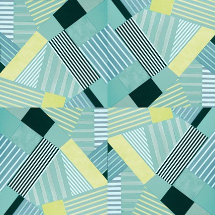 Framed Geo Stripes in Pale Teal Print