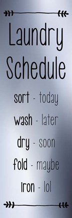 Framed Laundry Schedule - Silver Print