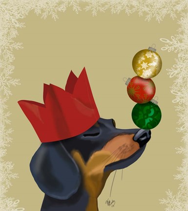 Framed Dachshund, Party Trick Baubles Print