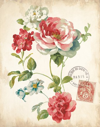 Framed Elegant Floral II Vintage v2 Print