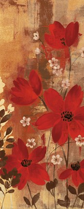 Framed Floral Symphony Red I Print
