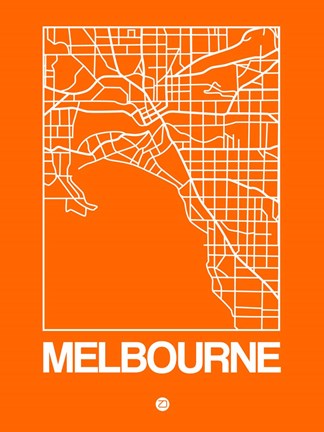 Framed Orange Map of Melbourne Print