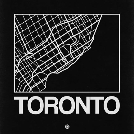Framed Black Map of Toronto Print