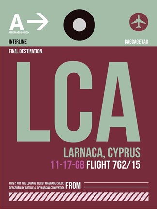 Framed LCA Cyprus Luggage Tag II Print