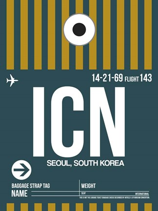Framed ICN Seoul Luggage Tag II Print