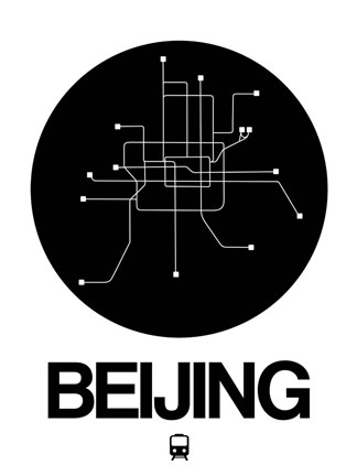 Framed Beijing Black Subway Map Print
