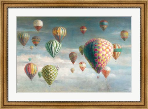 Framed Hot Air Balloons with Pink Crop Print