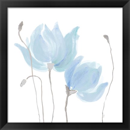 Framed Floral Sway Blue I Print
