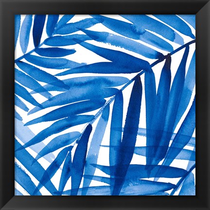 Framed Blue Palm Design II Print