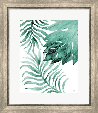 Framed Teal Fern and Leaf II Print