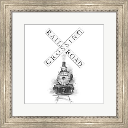 Framed Railroad Crossing Print