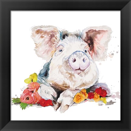 Framed Happy Little Pig Print