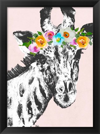 Framed Flower Crown Giraffe Print