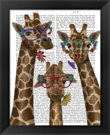 Framed Giraffe and Flower Glasses, Trio Print