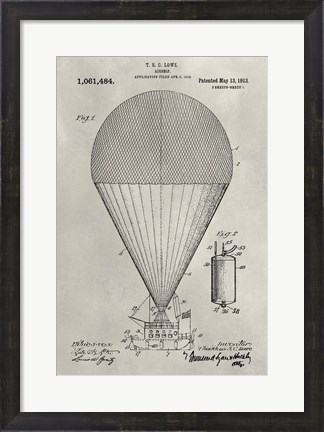 Framed Patent--Hot Air Balloon Print