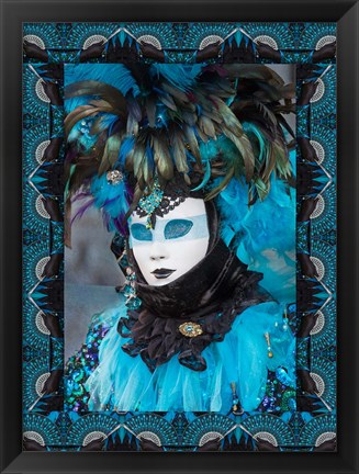 Framed Elaborate Masked Costume For Carnival, Venice, Italy 19 Print