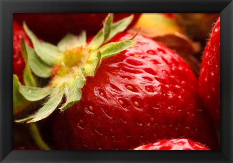Framed Close-Up Of Fresh Strawberry Print