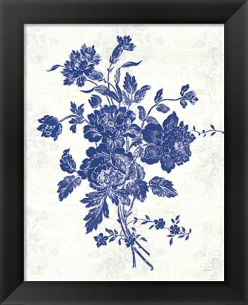 Framed Toile Roses VIII Print