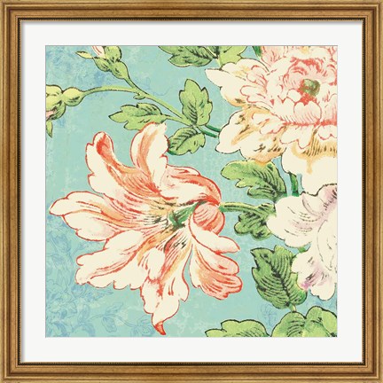 Framed Cottage Roses VII Bright Print