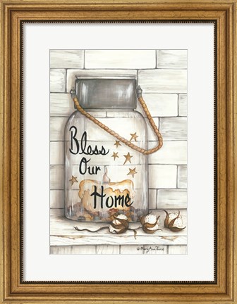 Framed Glass Luminary Bless Our Home Print