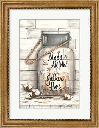 Framed Glass Luminary Bless All Who Gather Print