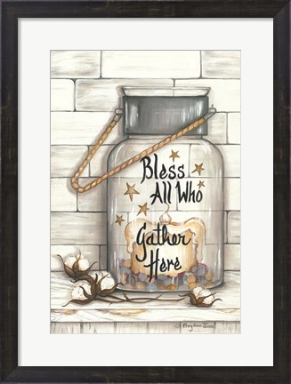 Framed Glass Luminary Bless All Who Gather Print