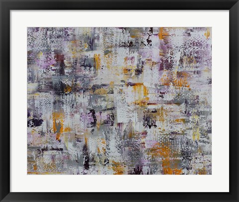 Framed Gold Purple Grey Abstract Print