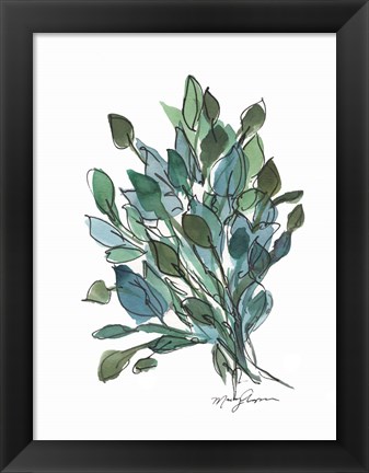 Framed Blue Green Leaves Print